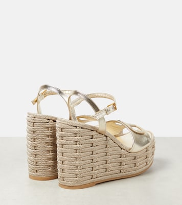 VLogo cutout metallic leather espadrille wedges | Valentino Garavani