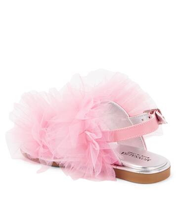 Appliqué tulle and leather sandals | Monnalisa