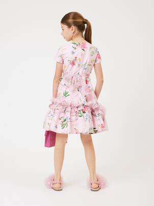 Appliqué tulle and leather sandals | Monnalisa