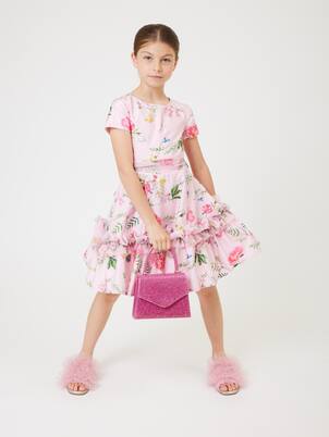 Appliqué tulle and leather sandals | Monnalisa