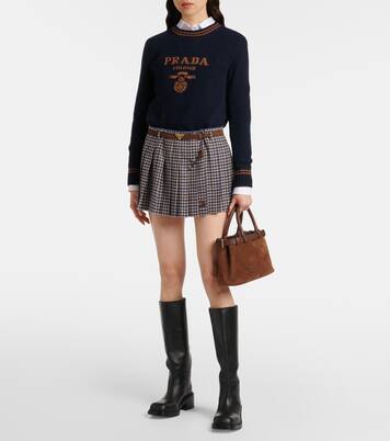 Prada Buckle Small suede tote bag | Prada