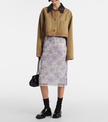 Jupe crayon à fleurs | Prada