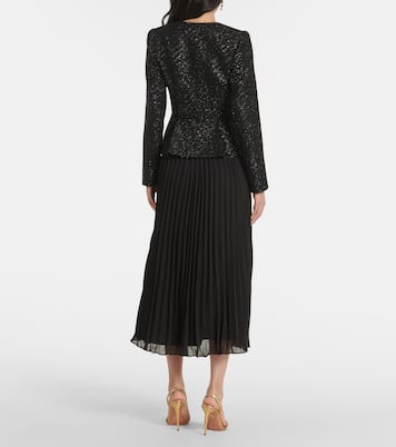 Abito midi in bouclé e chiffon | Self-Portrait