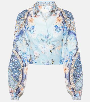 Bedrucktes Cropped-Top aus Leinen | Camilla