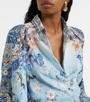 Bedrucktes Cropped-Top aus Leinen | Camilla