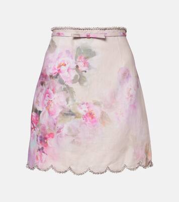 Minifalda Crush de lino floral | Zimmermann