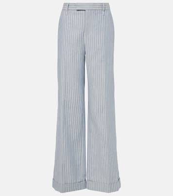 Pantalon ample en lin et coton mélangés | Brunello Cucinelli