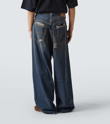 Distressed mid-rise wide-leg jeans | Balenciaga