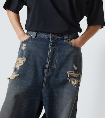 Distressed mid-rise wide-leg jeans | Balenciaga