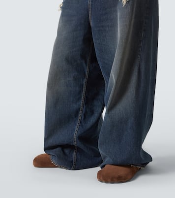 Distressed mid-rise wide-leg jeans | Balenciaga