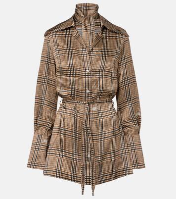 Robe chemise en satin à carreaux | Patou