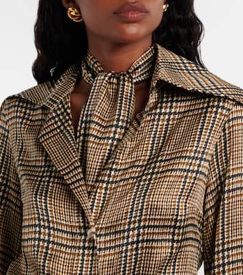 Robe chemise en satin à carreaux | Patou