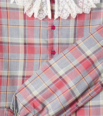 Checked lace-trimmed cotton dress | Bonpoint