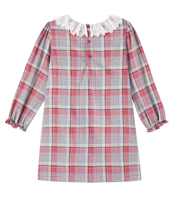 Checked lace-trimmed cotton dress | Bonpoint
