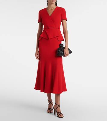 Draped peplum wool midi dress | Roland Mouret