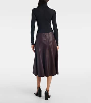 Low-rise leather midi skirt | Alaïa