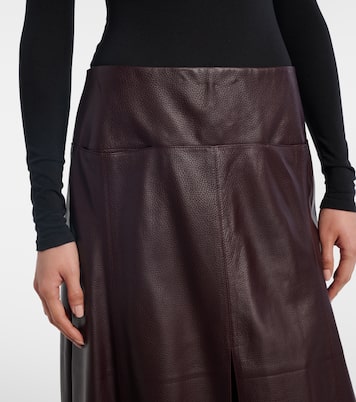 Low-rise leather midi skirt | Alaïa