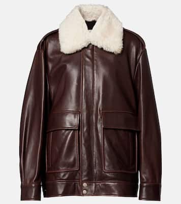 Drey shearling-trimmed leather jacket | Nour Hammour