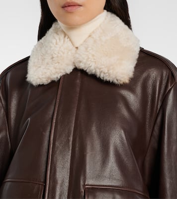Drey shearling-trimmed leather jacket | Nour Hammour