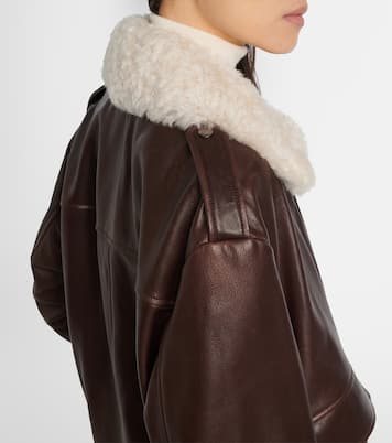Drey shearling-trimmed leather jacket | Nour Hammour
