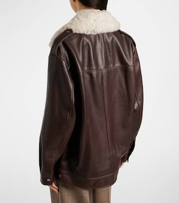 Drey shearling-trimmed leather jacket | Nour Hammour