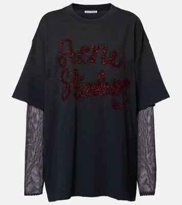 Layered cotton jersey and mesh T-shirt | Acne Studios