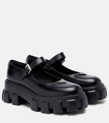 Monolith leather Mary Jane flats | Prada