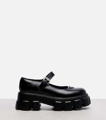 Monolith leather Mary Jane flats | Prada