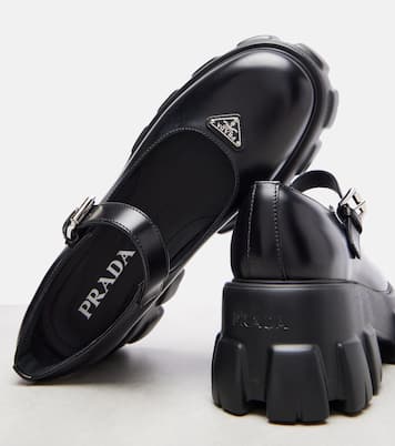 Monolith leather Mary Jane flats | Prada