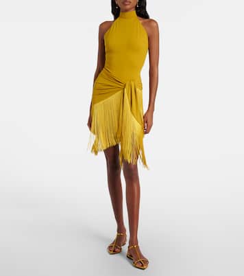 Artemis fringed beach cover-up and swimsuit | Taller Marmo