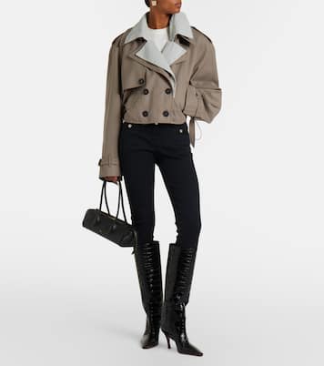 Bottes Mona en cuir à effet croco | Amina Muaddi