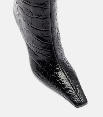Bottes Mona en cuir à effet croco | Amina Muaddi