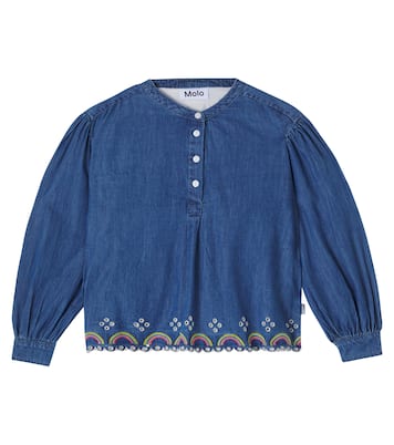 Embroidered cotton denim shirt | Molo