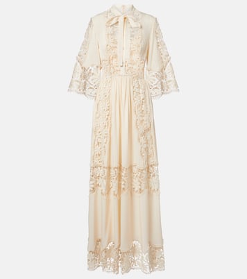 Georgette and macramé gown | Elie Saab