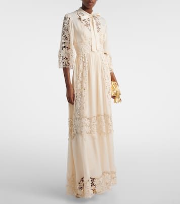 Georgette and macramé gown | Elie Saab