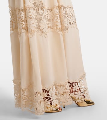 Georgette and macramé gown | Elie Saab