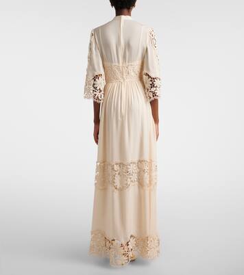 Georgette and macramé gown | Elie Saab