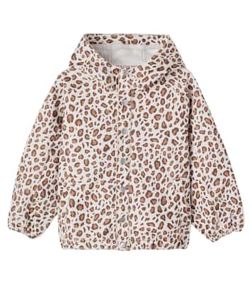 Leopard-print hooded cotton jacket | Tinycottons