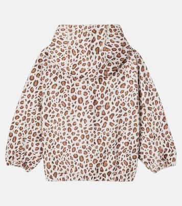 Leopard-print hooded cotton jacket | Tinycottons