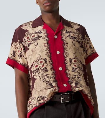 Printed silk bowling shirt | Bode