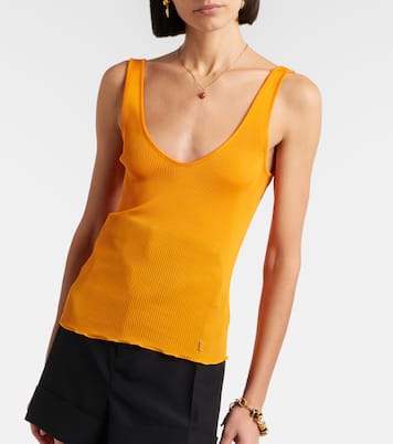 تانك توب من الحرير الجيرسيه بحبكة مضلعة | Saint Laurent