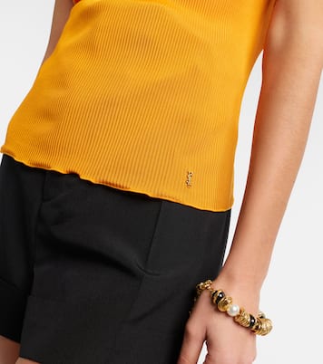 تانك توب من الحرير الجيرسيه بحبكة مضلعة | Saint Laurent