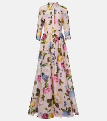 Floral linen and silk gown | Carolina Herrera