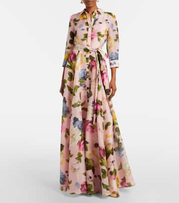 Floral linen and silk gown | Carolina Herrera