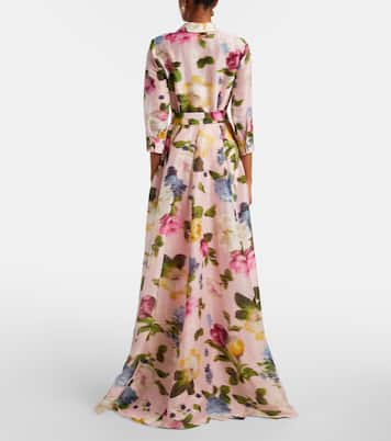 Floral linen and silk gown | Carolina Herrera