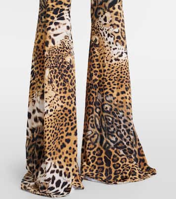 Jaguar-print cutout jersey jumpsuit | Roberto Cavalli