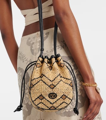 VLogo Mini raffia bucket bag | Valentino Garavani