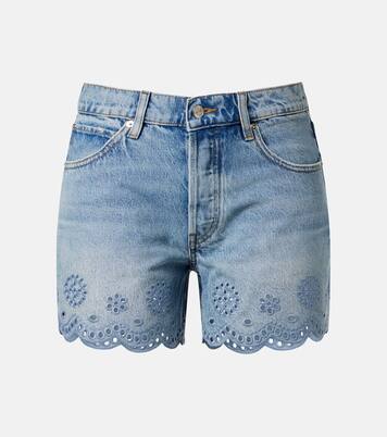 Long Hang broderie anglaise denim shorts | Frame