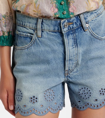 Long Hang broderie anglaise denim shorts | Frame