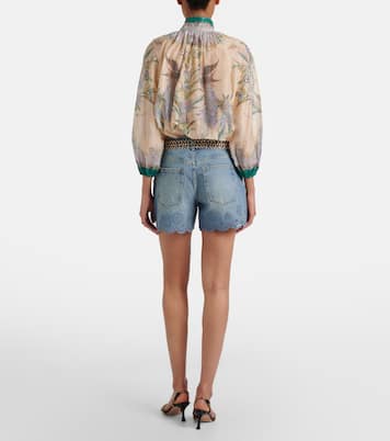 Long Hang broderie anglaise denim shorts | Frame
